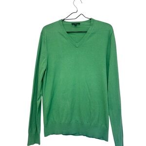 Express Men's V-Neck Sweater Size Medium Green Cotton Blend Long Sleeve ID 42595